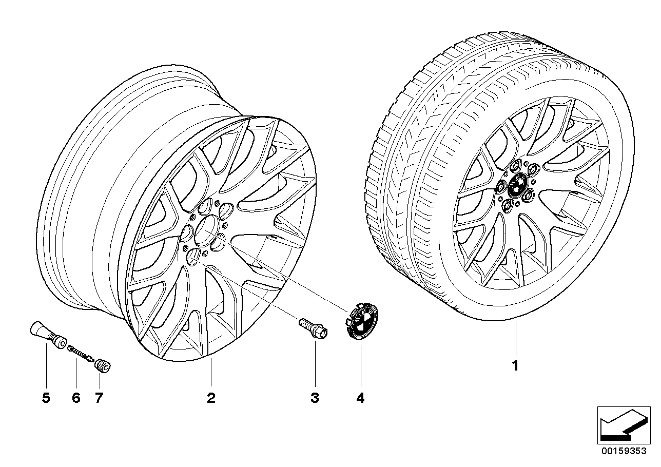 36110416298, 主组: 车轮及轮胎, 子组: bmw 轻质合金车轮十字轮辐