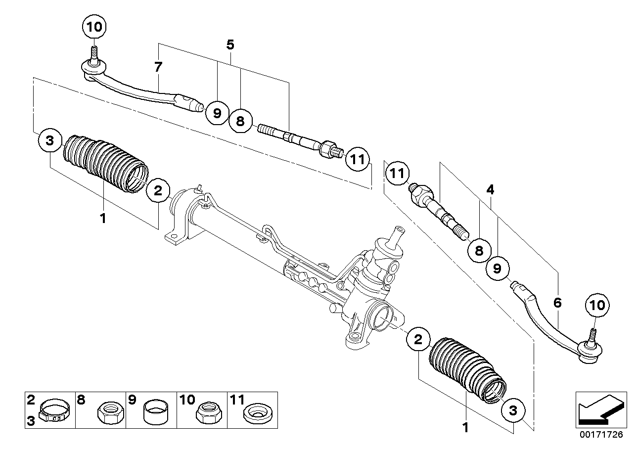 main group: 转向系和车桥测量, diagram: 转向拉杆/转向横拉杆