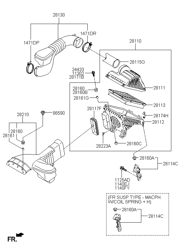 bracket assy-air intake,281142t000