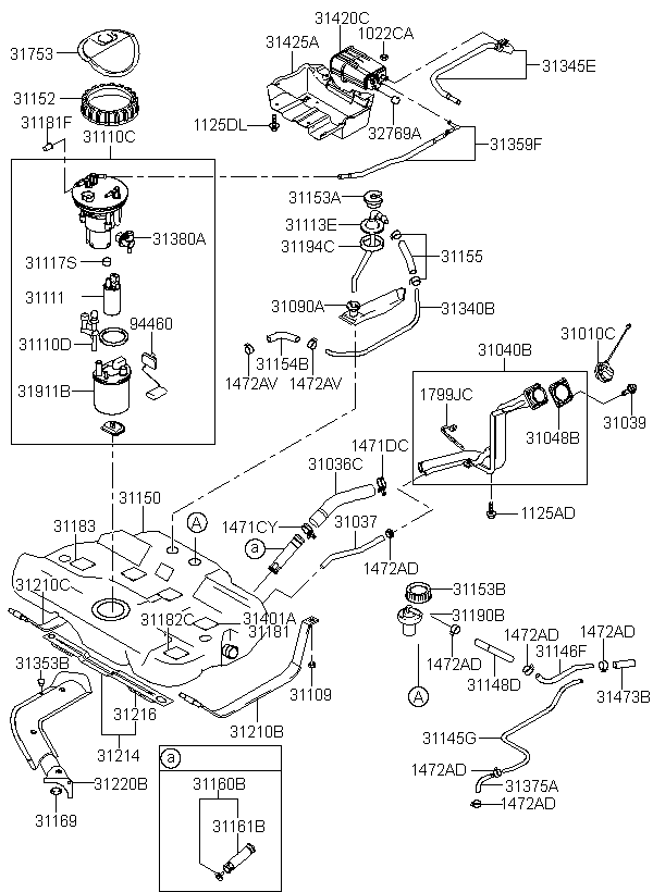 plate & bracket assy-fuel, 311132d000, 主組: engine, 子組: fuel