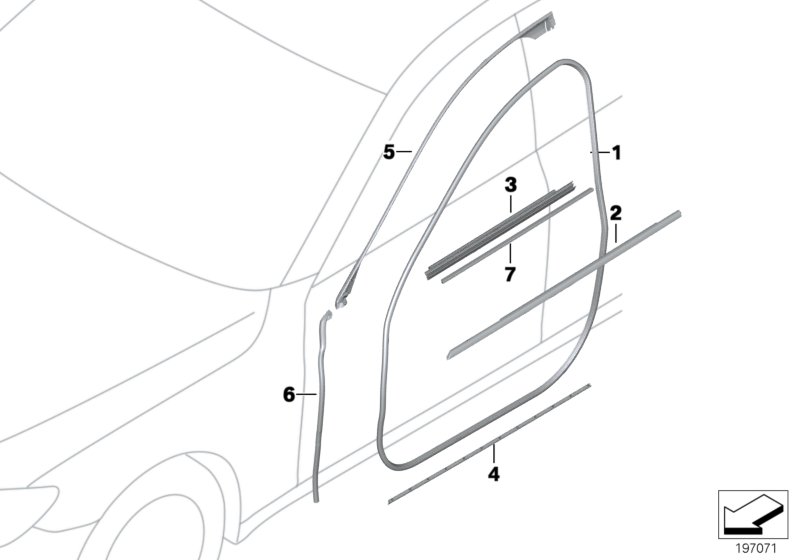 寶馬,右前車頂門隙密封件,51337178008 - yiparts