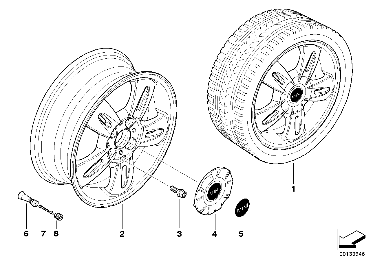 輪轂蓋板 silber, 36136764100, 主組: 車輪及輪胎, 子組: mini 輕質